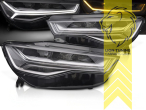 LED, mit LED Blinker, dynamischer LED Blinker, schwarz, nur passend für Fahrzeuge mit original XENON Scheinwerfern, LED Abblendlicht / LED Fernlicht, elektrisch verstellbar - Stellmotor integriert, Eintragungsfrei / mit E-Prüfzeichen, Eintragungsfrei / mit R87 Zulassung als Tagfahrlicht